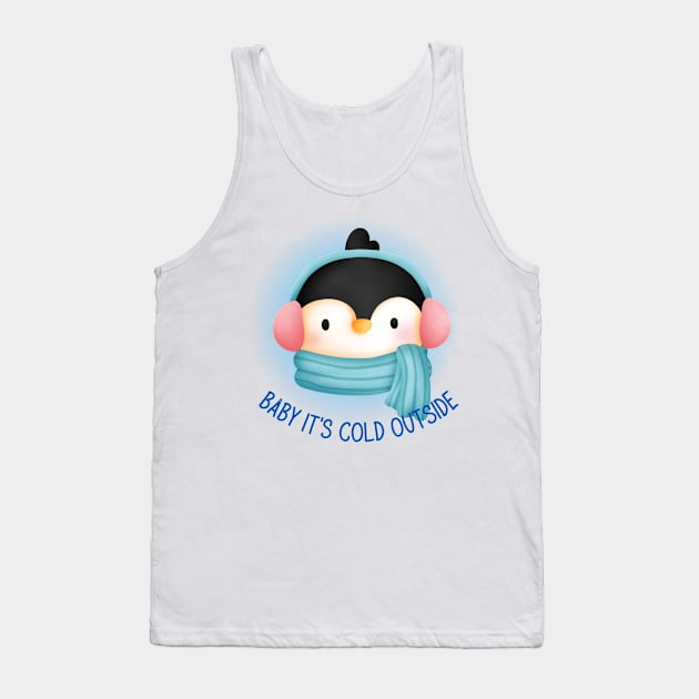 Cute Penguin in Earmuffs Tank Top by JanesCreations